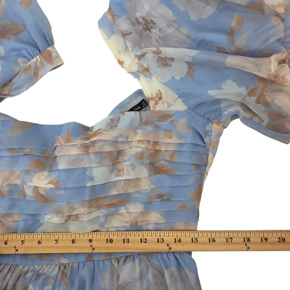 Abercrombie & Fitch Emerson Drama Bow Back Maxi Dress LP Blue Floral Puff Sleeve